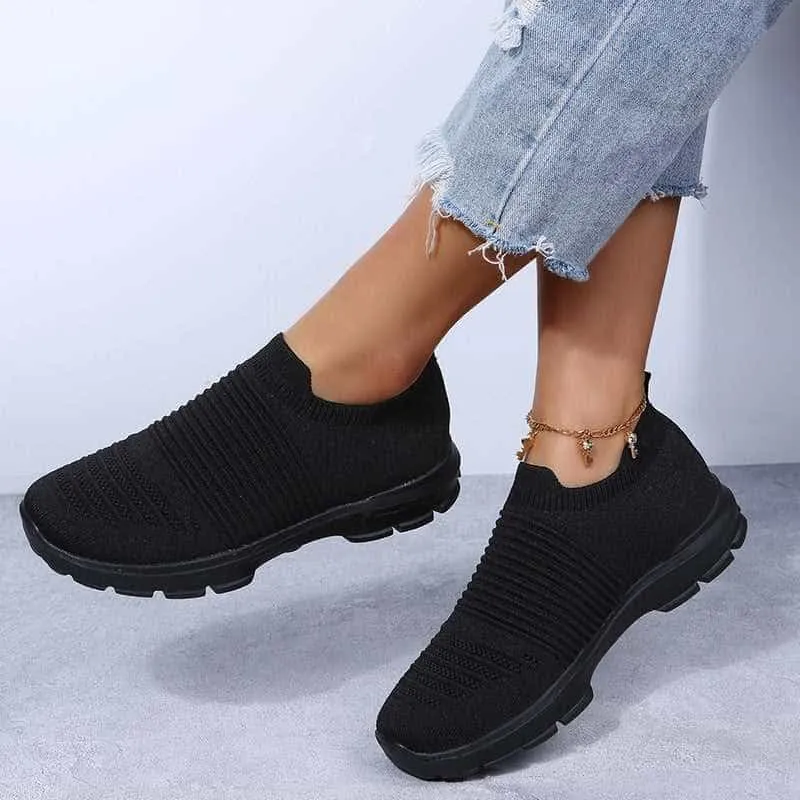 Knit Sock Shoes Women Comfortable Breathable Flats Shoes Walking Running Sneakers