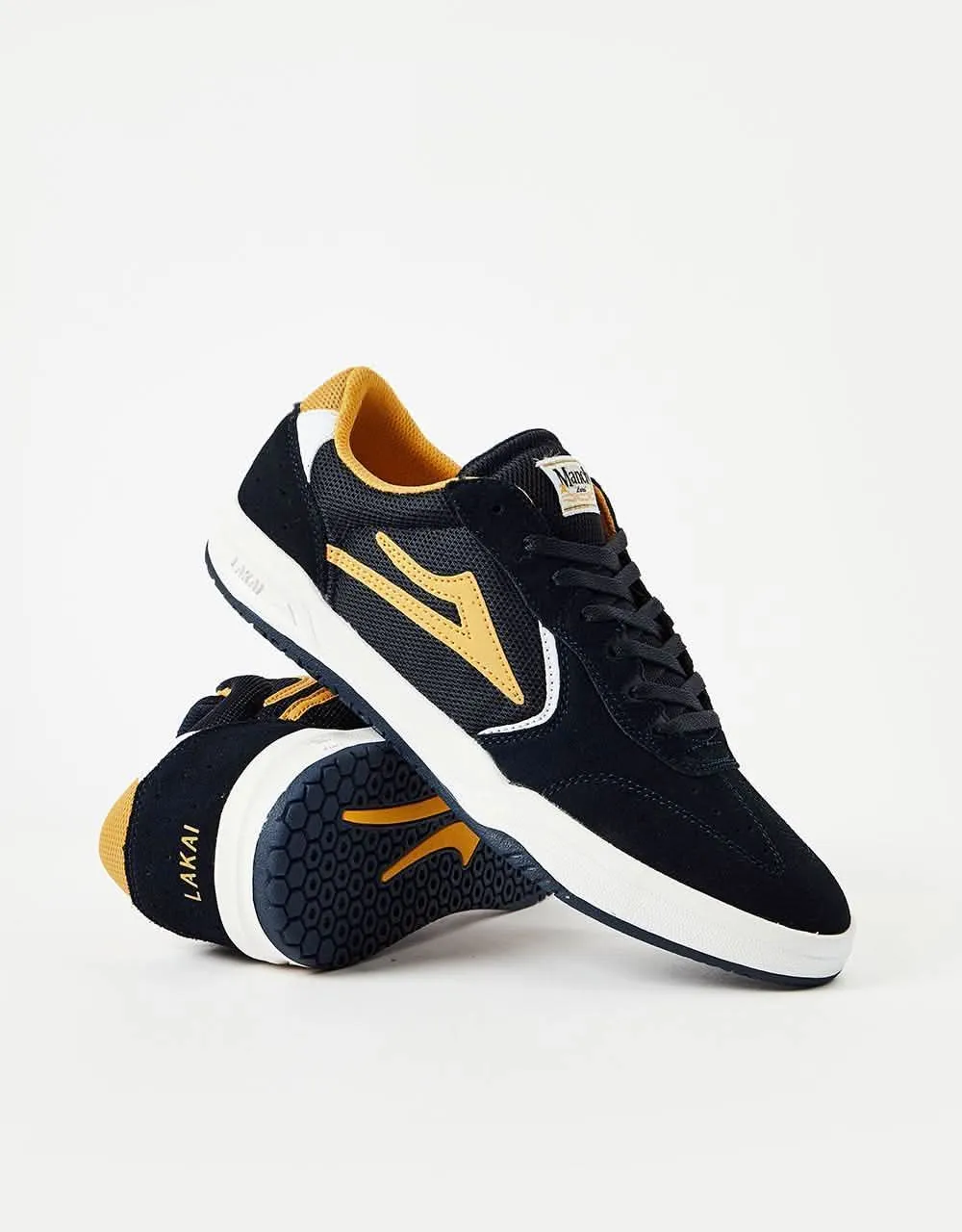 Lakai Atlantic Skate Shoes - Navy/Gold Suede