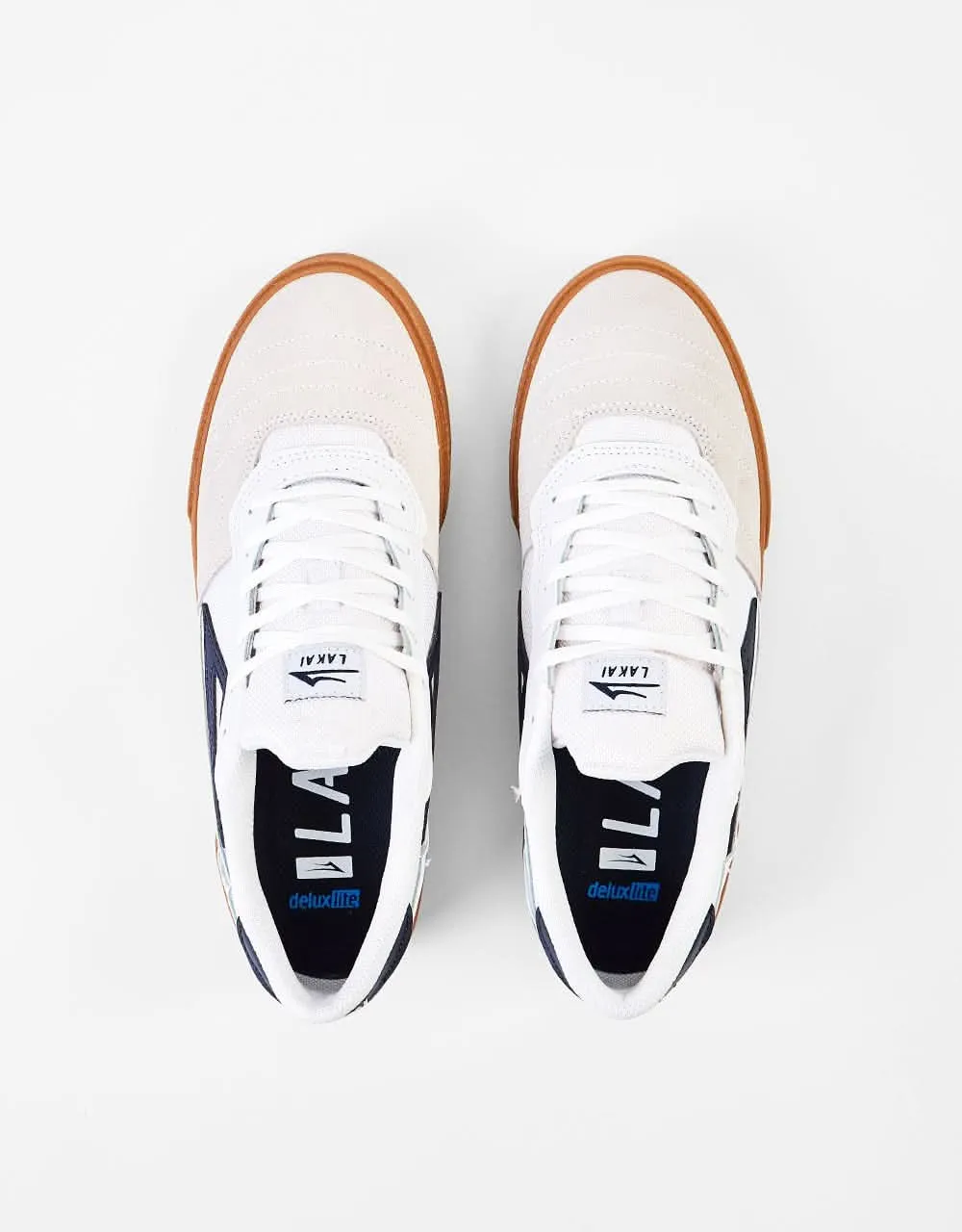 Lakai Cambridge Skate Shoes - White/Navy Suede