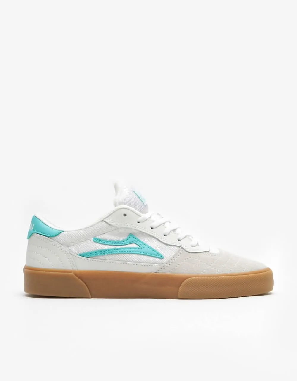 Lakai Cambridge Skate Shoes - White/Teal Suede