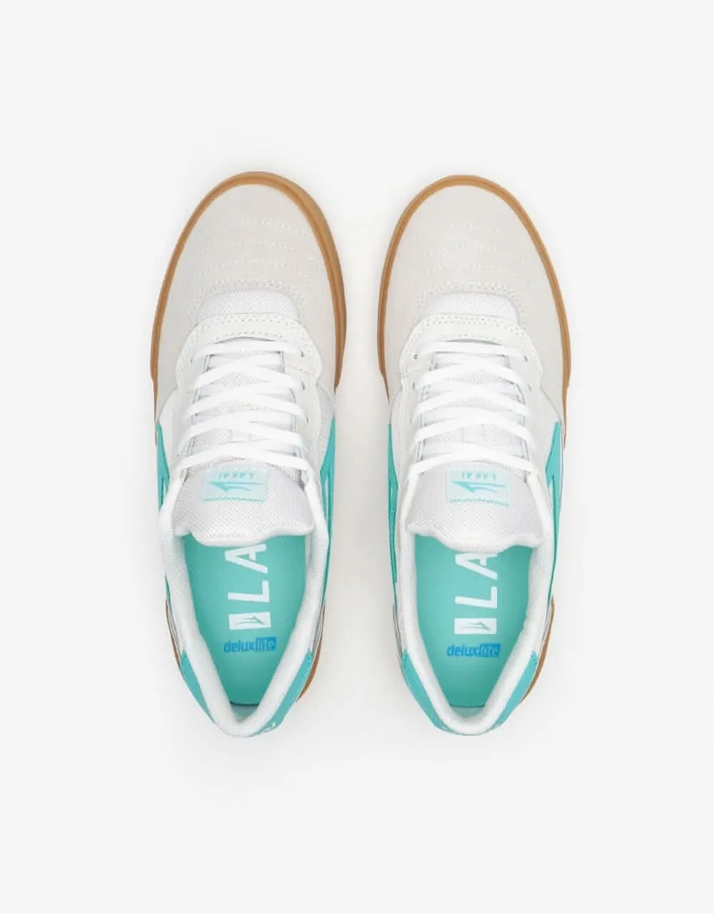 Lakai Cambridge Skate Shoes - White/Teal Suede