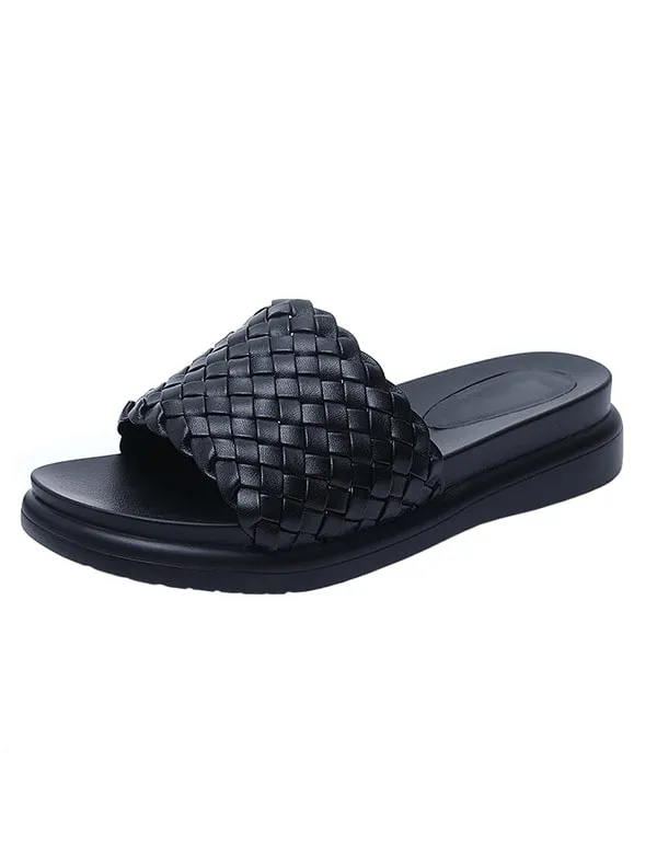 Leather Woven Non-slip Summer Beach Slippers