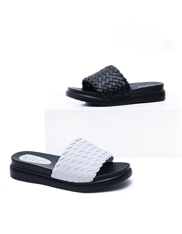 Leather Woven Non-slip Summer Beach Slippers