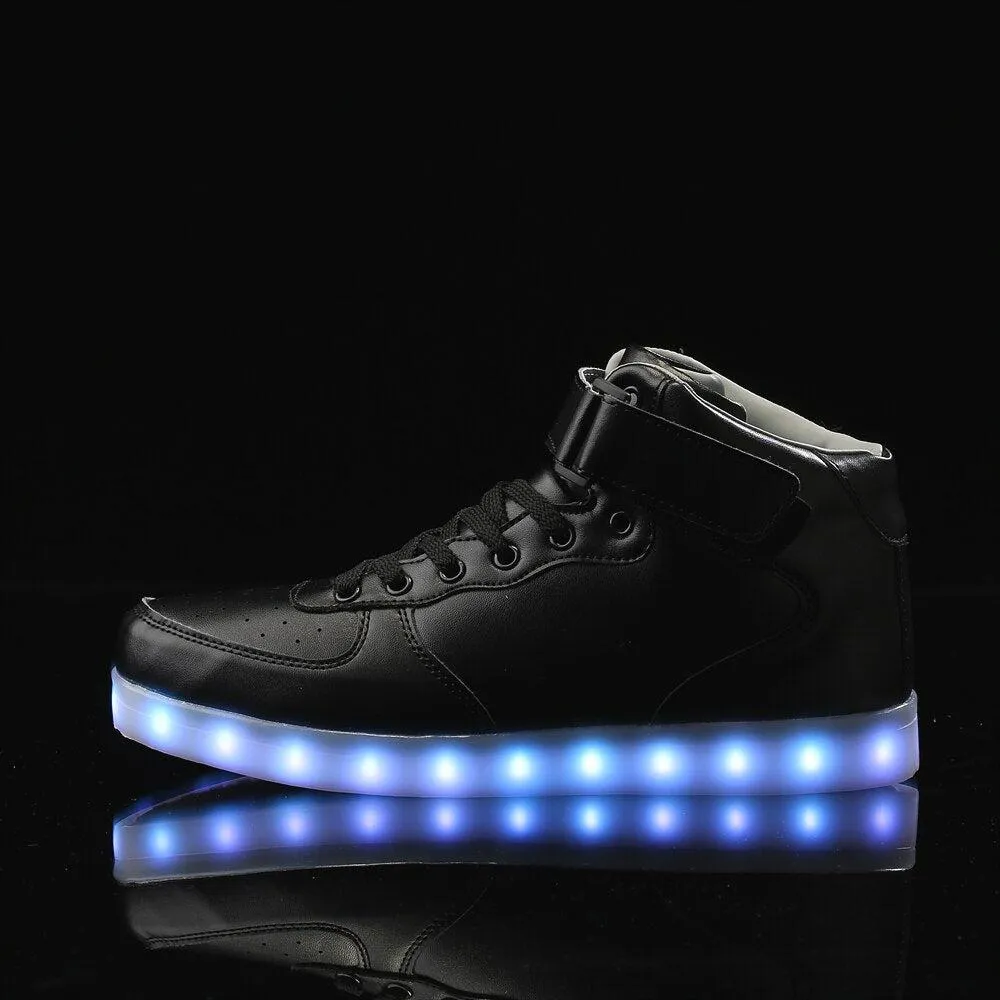 Led Sneakers Black Remote Led Light Colors  | High Top Led Light Shoes  | Led Light Shoes For Men