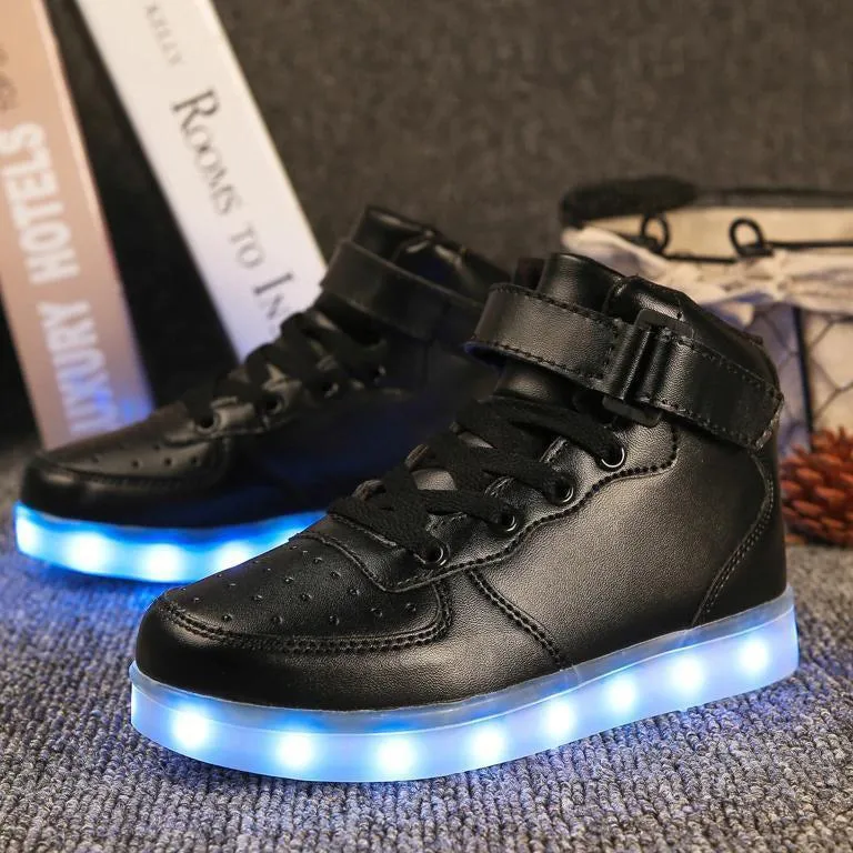 Led Sneakers Black Remote Led Light Colors  | High Top Led Light Shoes  | Led Light Shoes For Men