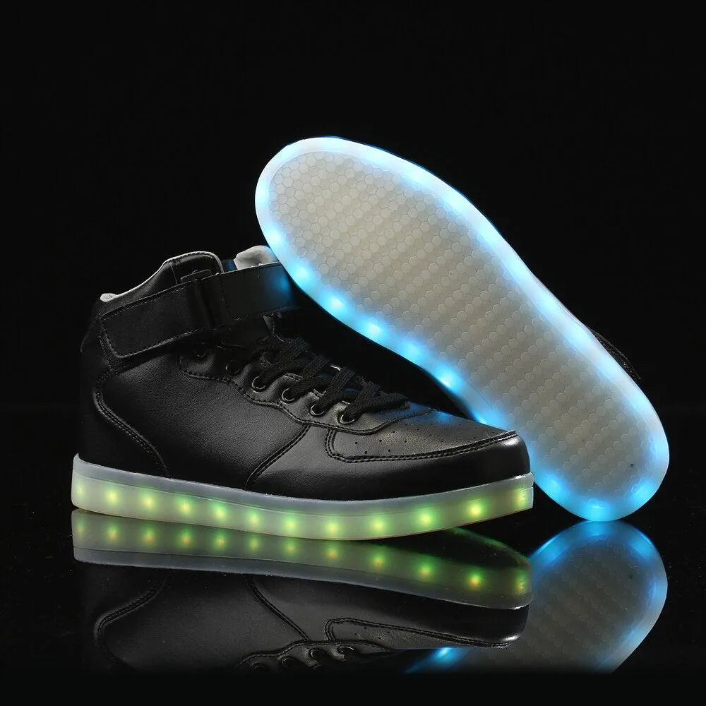 Led Sneakers Black Remote Led Light Colors  | High Top Led Light Shoes  | Led Light Shoes For Men