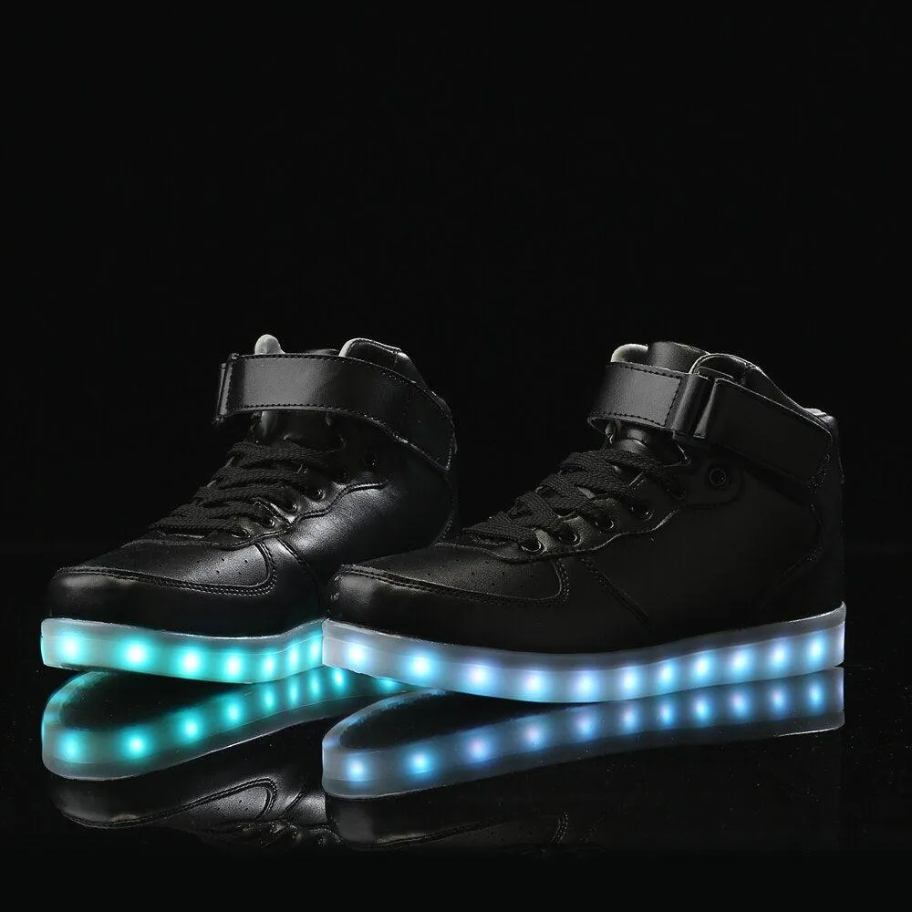 Led Sneakers Black Remote Led Light Colors  | High Top Led Light Shoes  | Led Light Shoes For Men