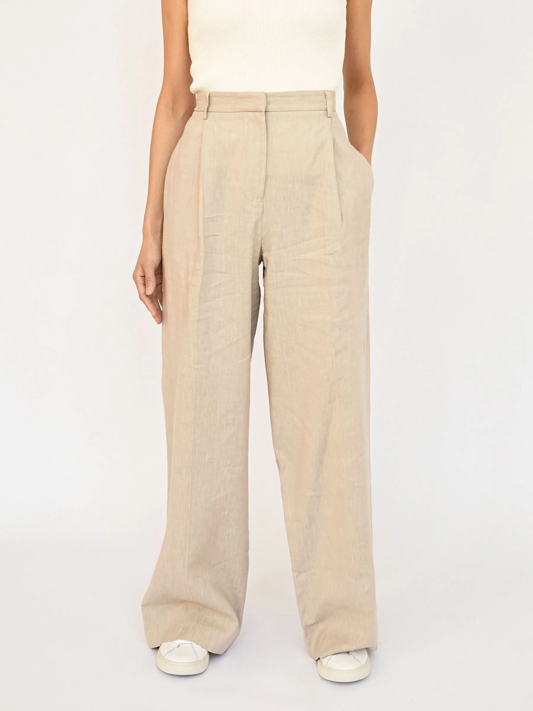 Linen Pleat Trouser