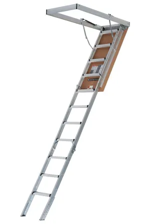 Louisville Elite Series AA2510 Attic Ladder, 7 ft 8 in to 10 ft 3 in H Ceiling, 25-1/2 x 54 in Ceiling Opening, 11-Step :EA: QUANTITY: 1