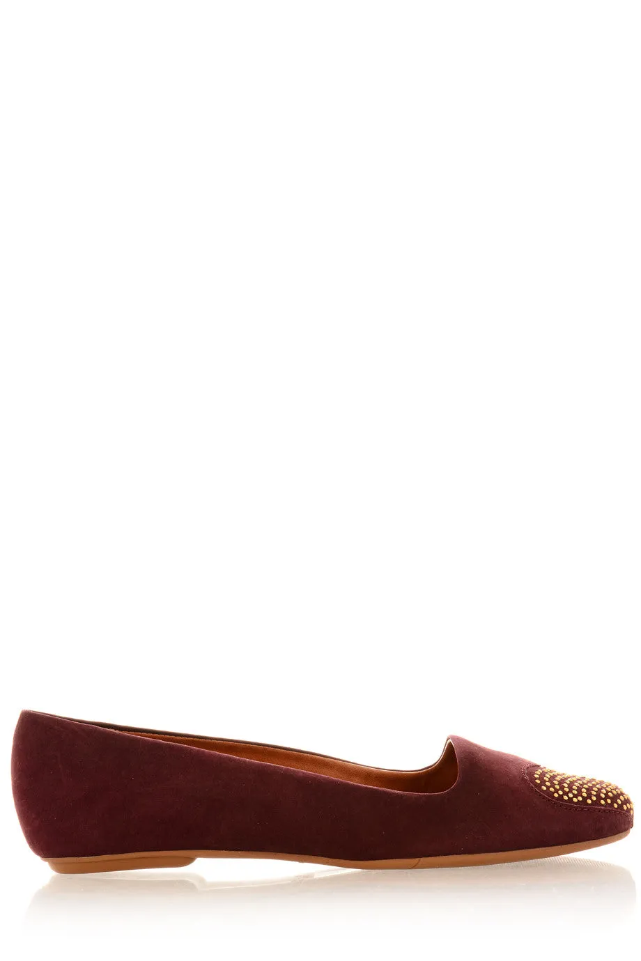 LOVE ME Bordeaux Studded-Toe Ballerinas