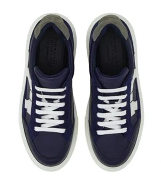 Low Top Sneaker W Gan Calf Suede Midnight blue/Optic white