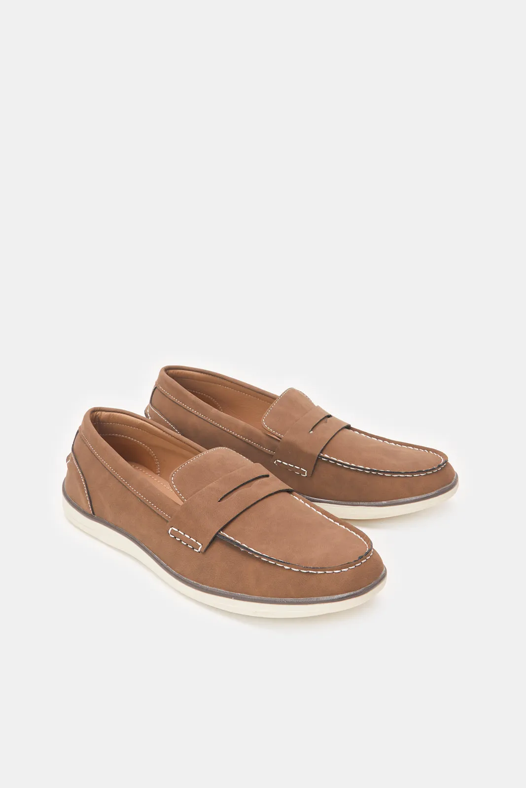 Men Brown Penny Loafers