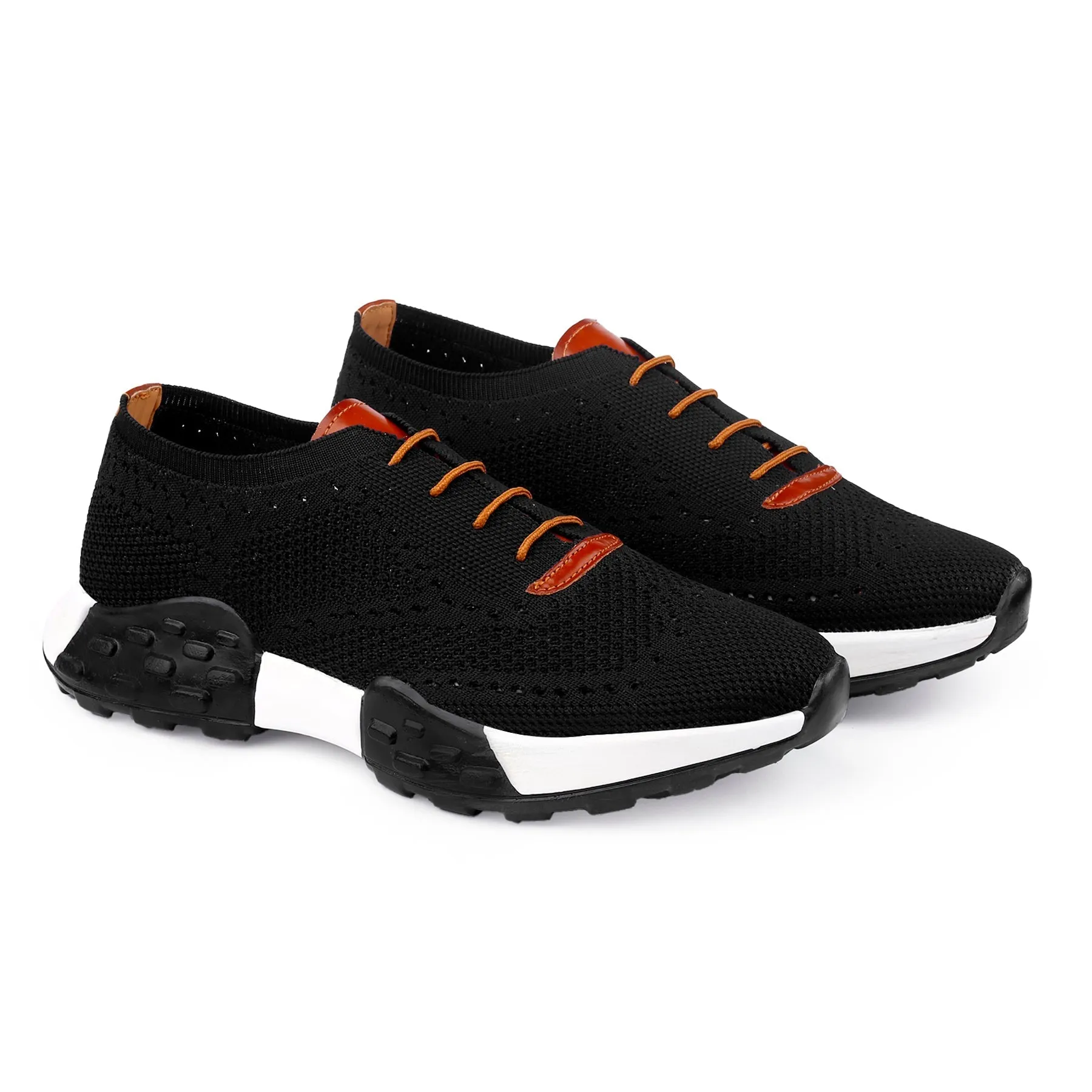 Men's Knitted Upper Casual Sports Lace-Up Running Shoes