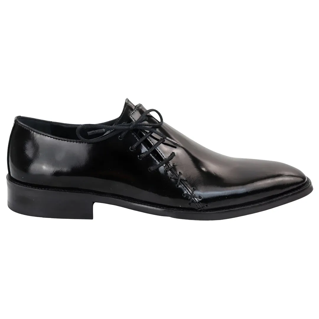 Men's Patent Leather Derby Shoes Angled Laces