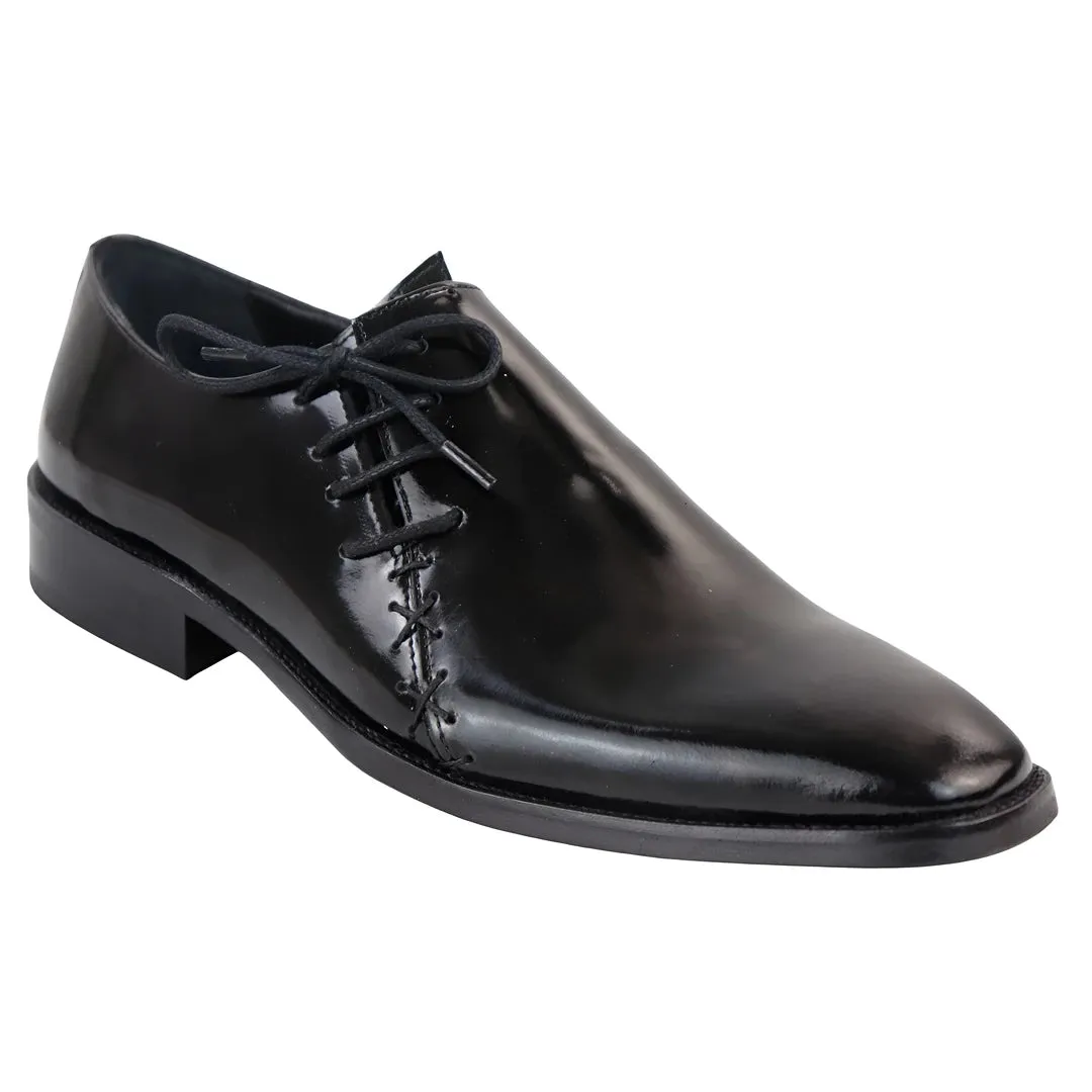 Men's Patent Leather Derby Shoes Angled Laces