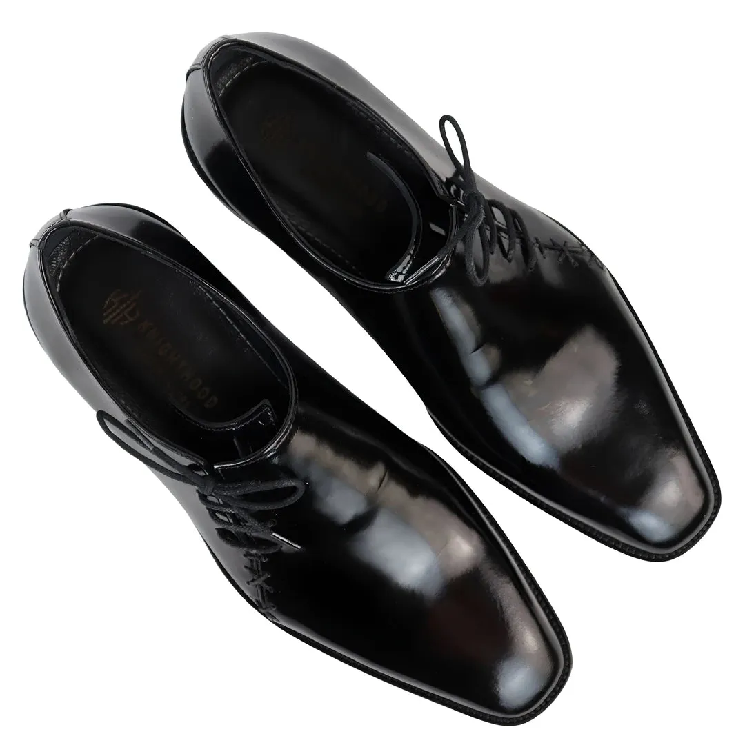 Men's Patent Leather Derby Shoes Angled Laces