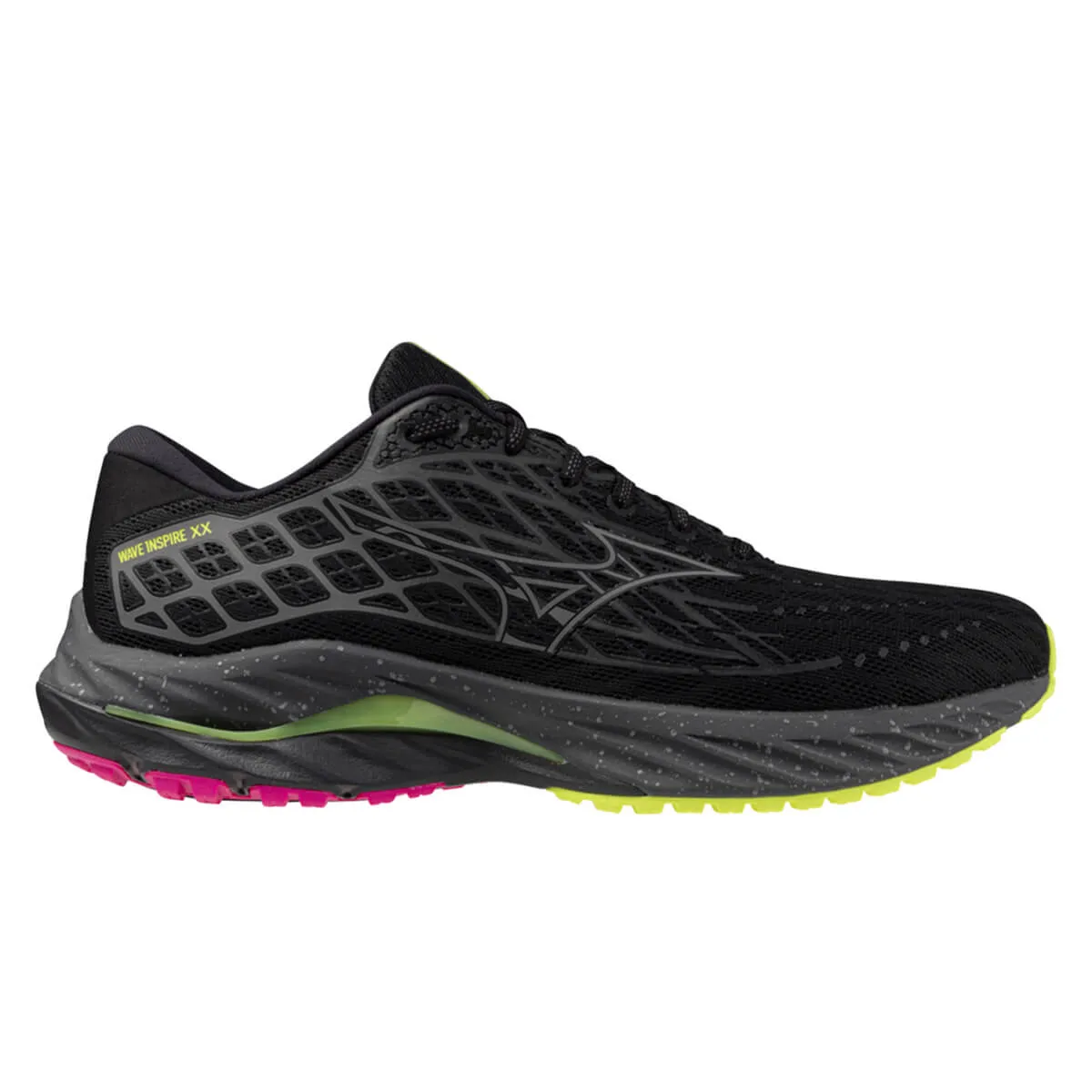 Mizuno Wave Inspire 20 Unisex | Black/silver/sunny Lime