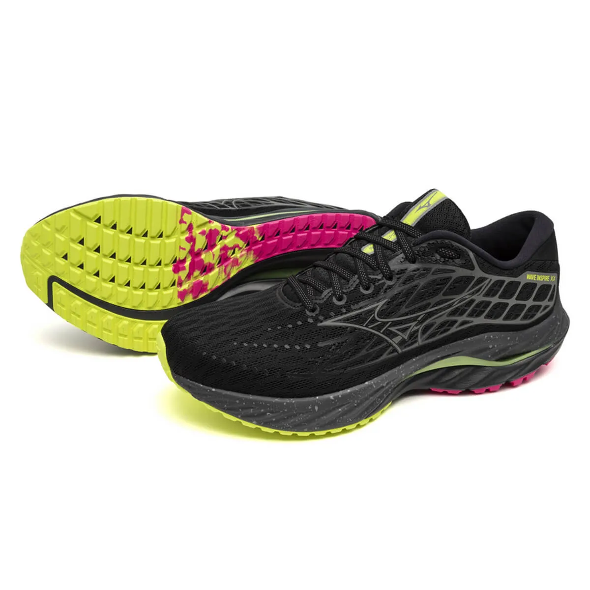 Mizuno Wave Inspire 20 Unisex | Black/silver/sunny Lime