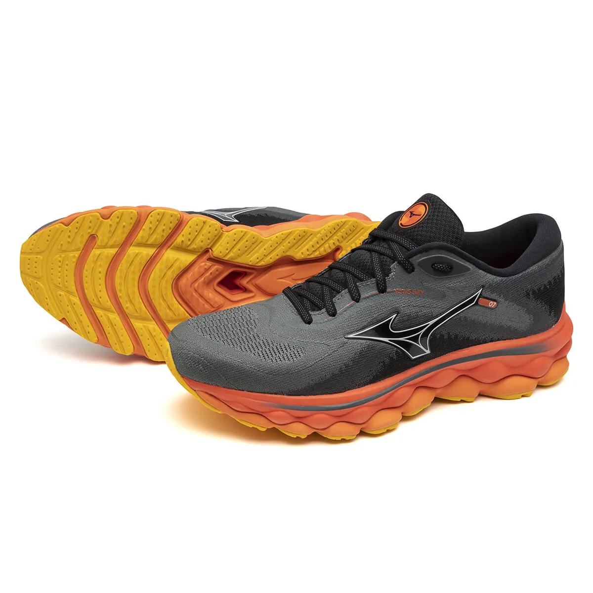 Mizuno Wave Sky 7 Mens | Turbulence/nickel/hot Coral