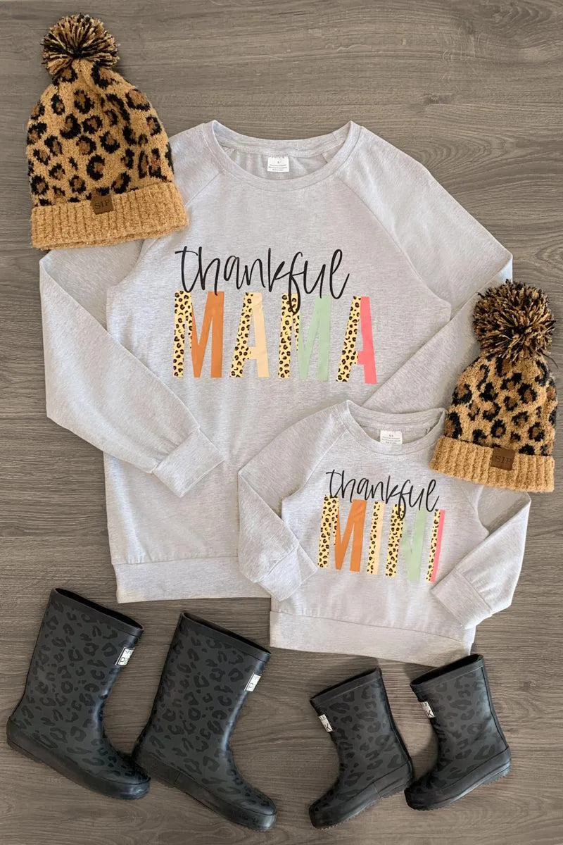 Mom & Me - "Thankful Mama & Mini" Gray Top