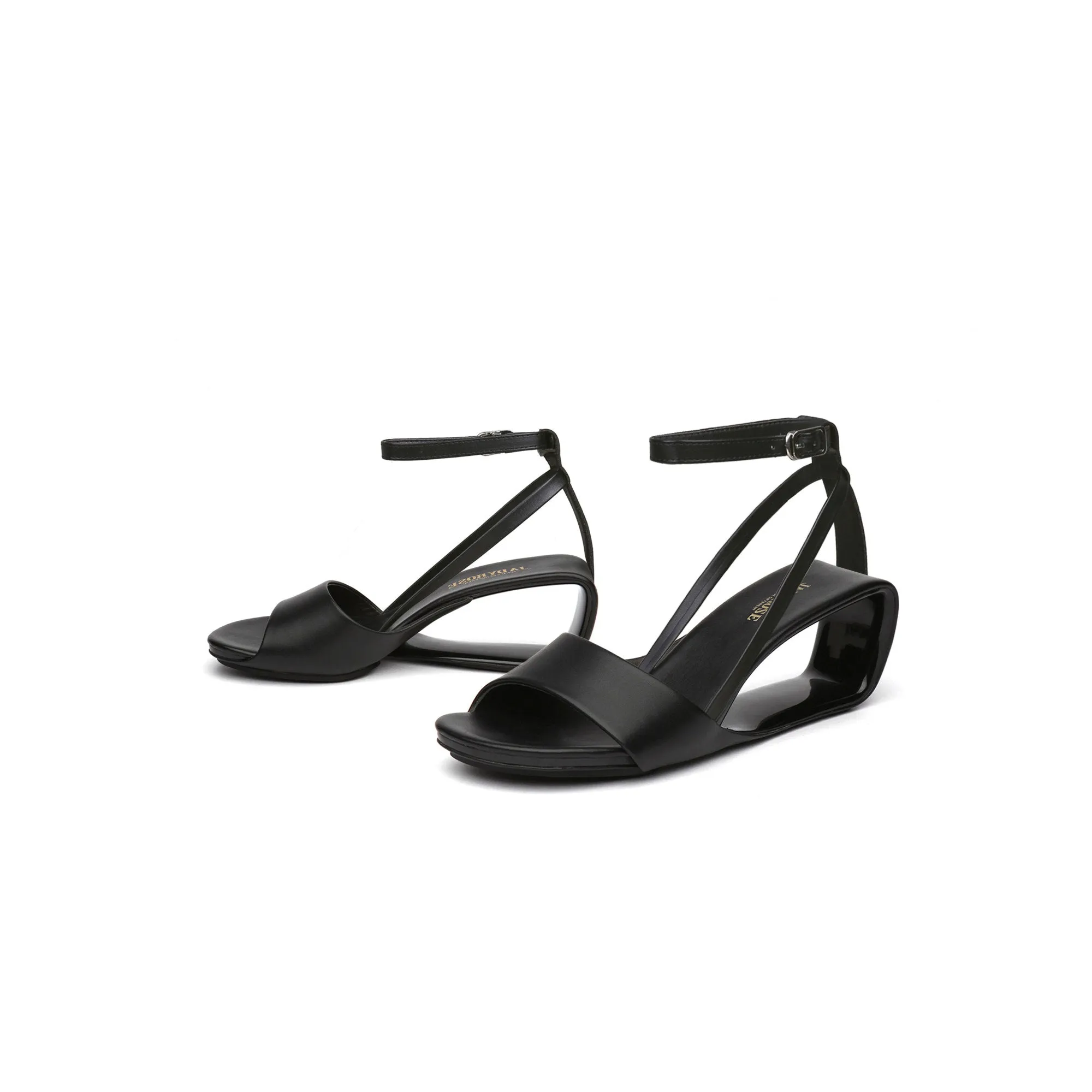 Monochrome Ankle Strap Hollow Sandals