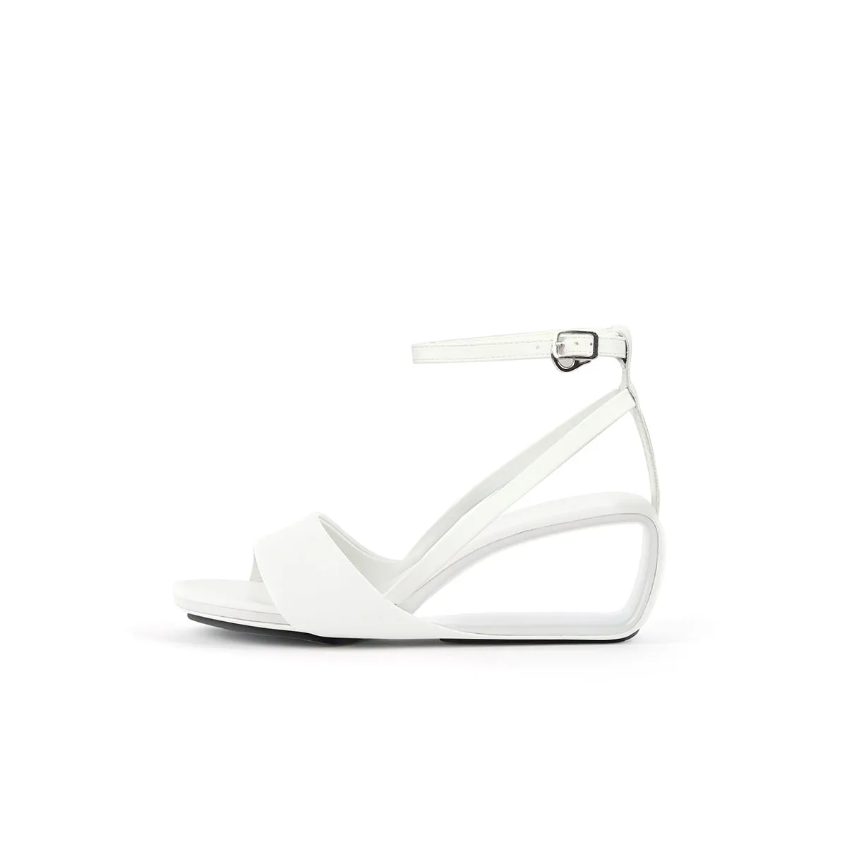 Monochrome Ankle Strap Hollow Sandals