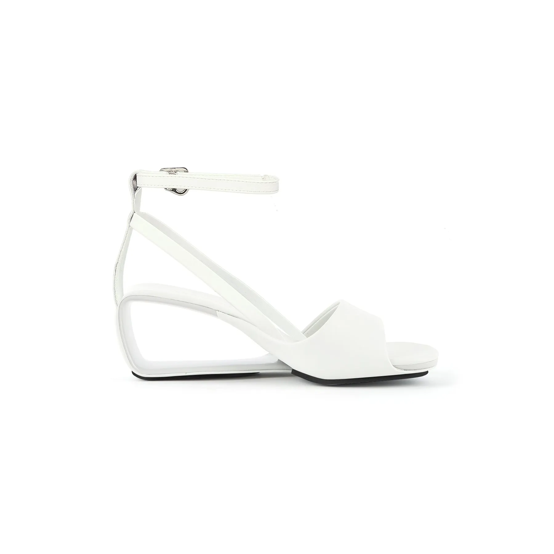 Monochrome Ankle Strap Hollow Sandals