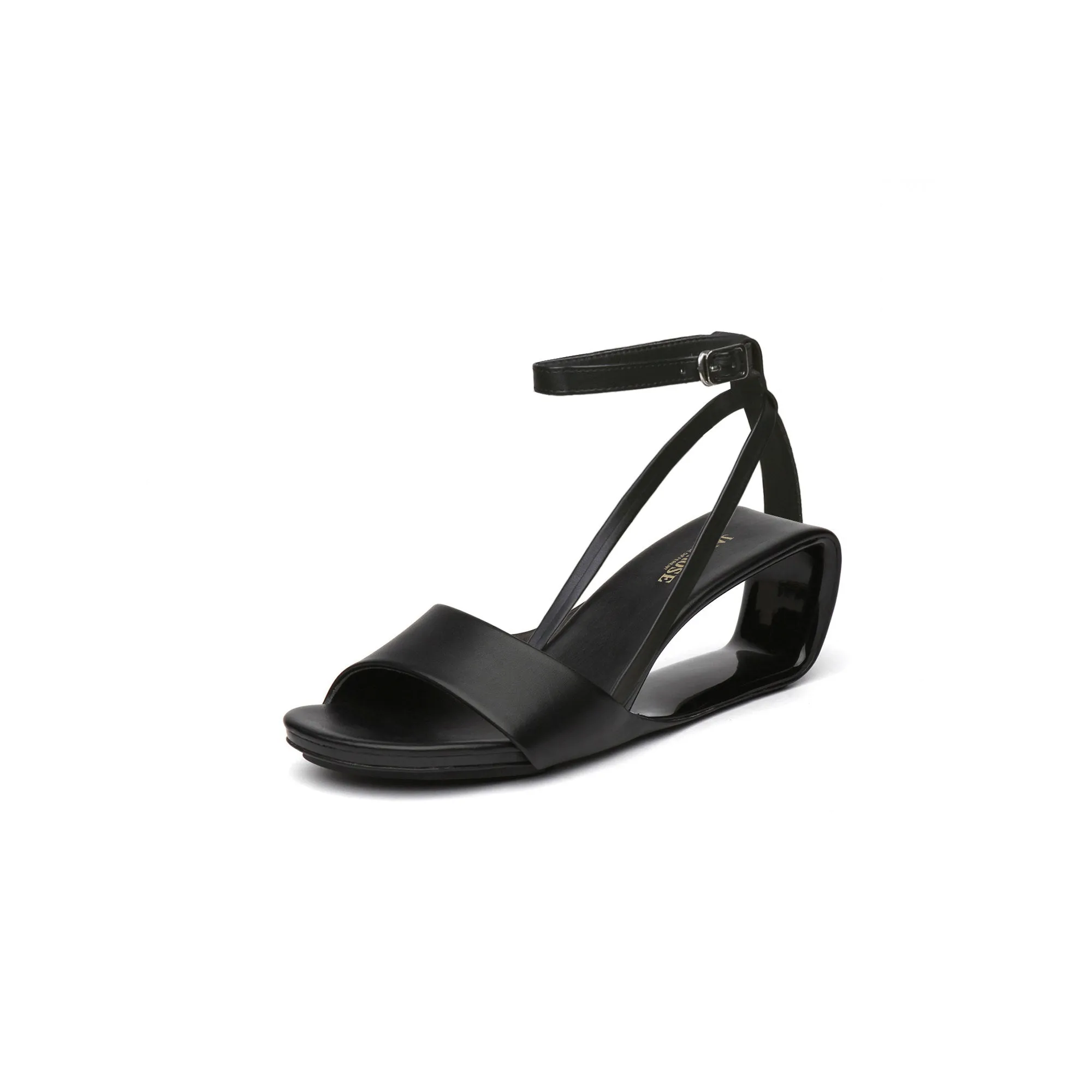 Monochrome Ankle Strap Hollow Sandals