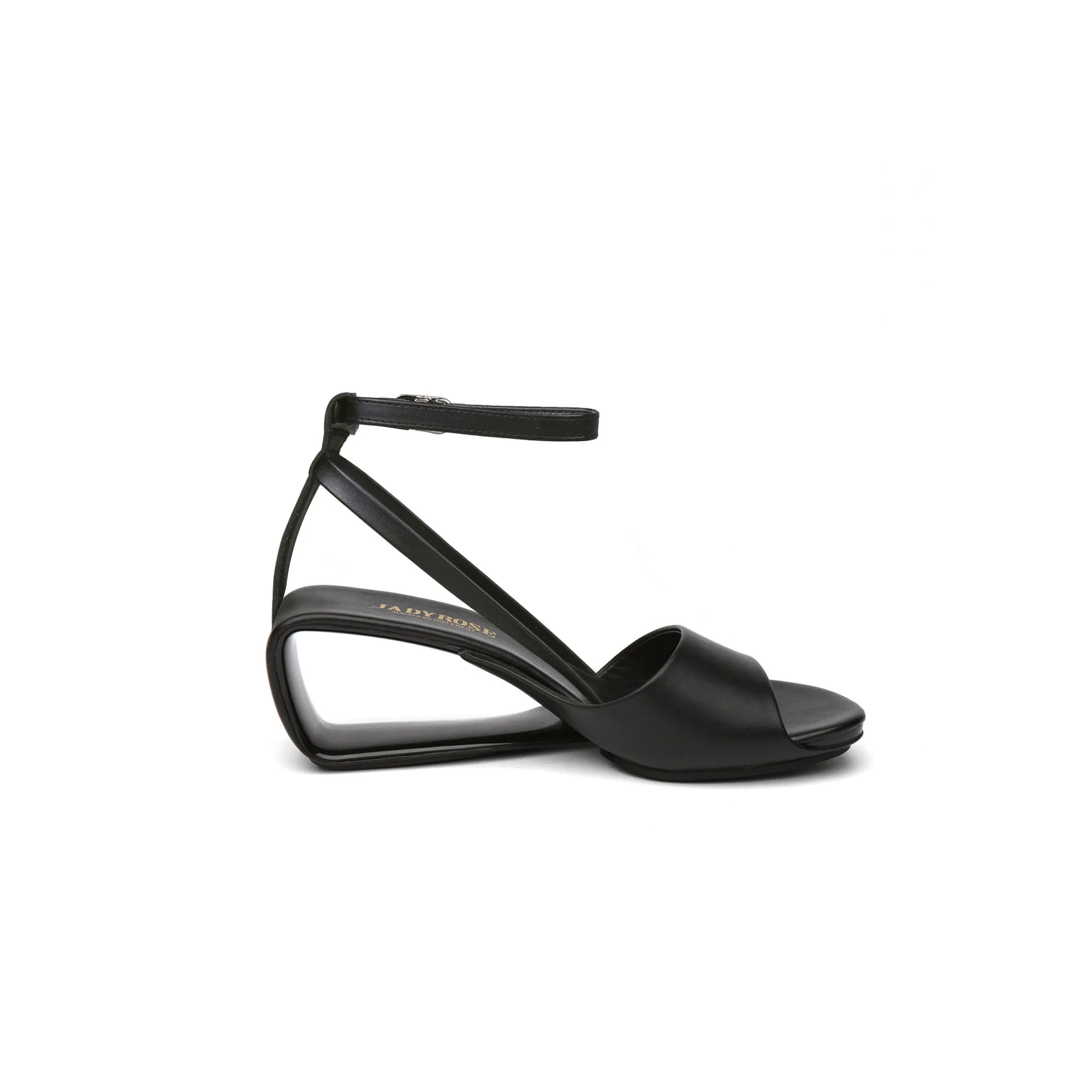 Monochrome Ankle Strap Hollow Sandals