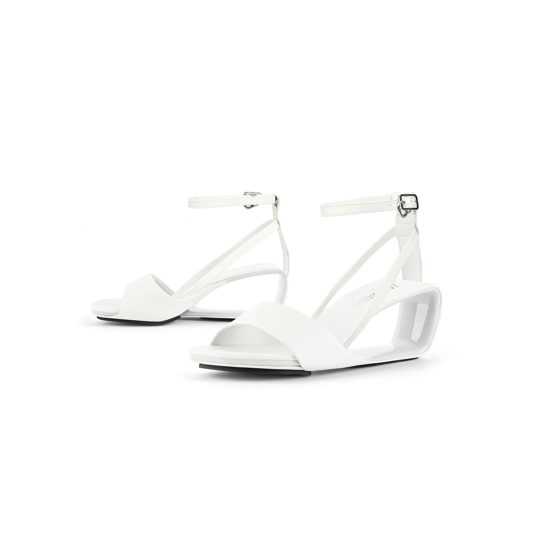 Monochrome Ankle Strap Hollow Sandals