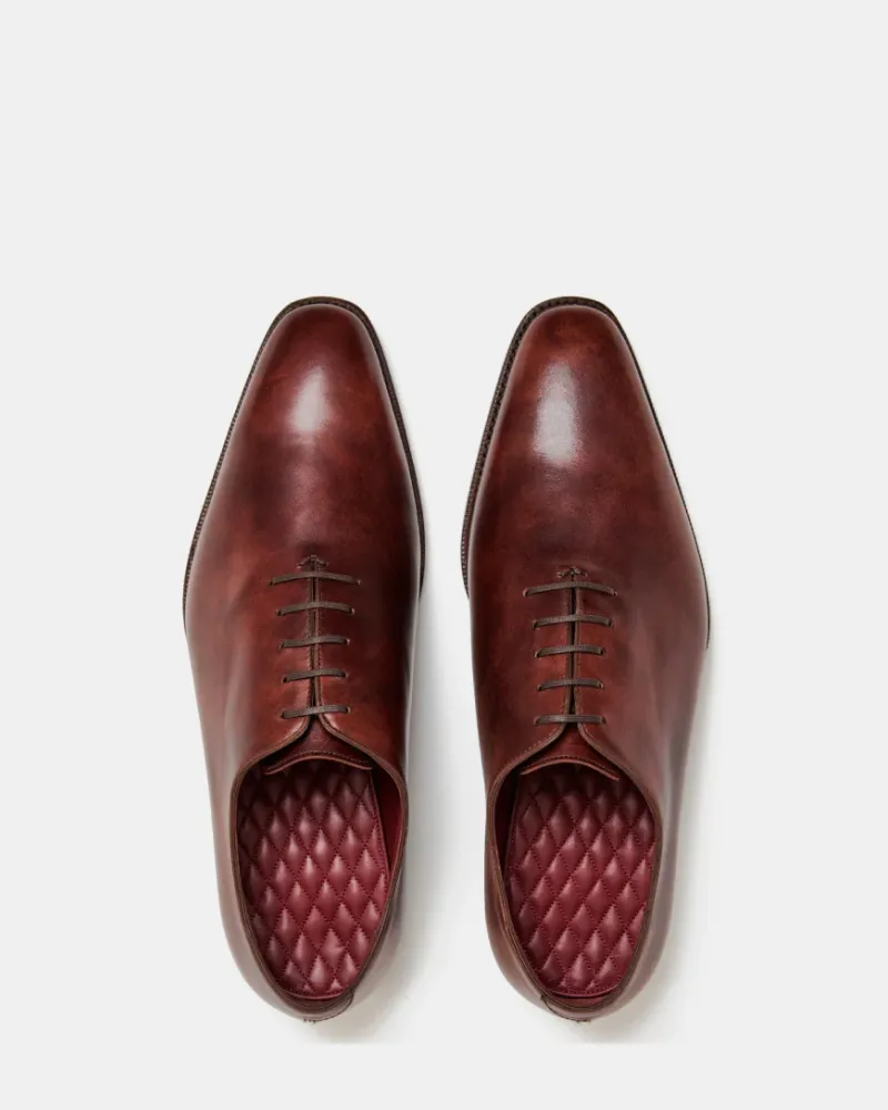 Museum Cognac Wholecut Oxford Dress Shoe with Rubber Half Soles