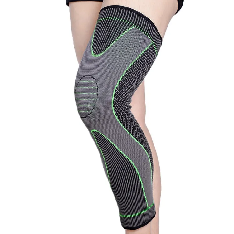 Nylon Knitted Riding Sports Extended Knee Pads, Size: L(Green Basic)