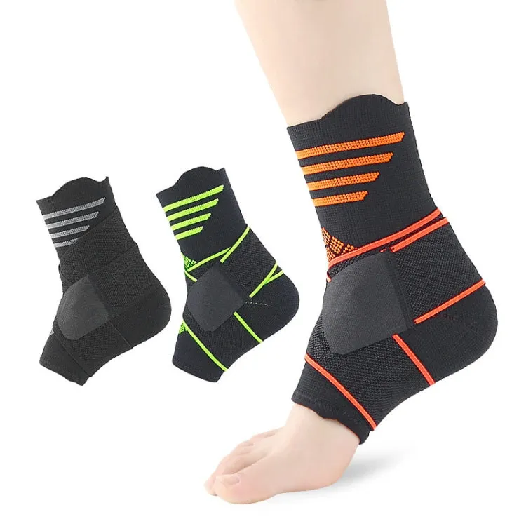 Nylon Sports Compression Striped Bandage Ankle Support, Specification: S(Gray Stripes)