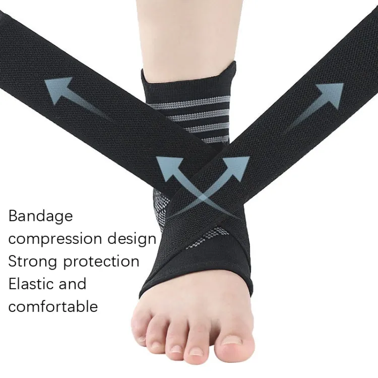 Nylon Sports Compression Striped Bandage Ankle Support, Specification: S(Gray Stripes)