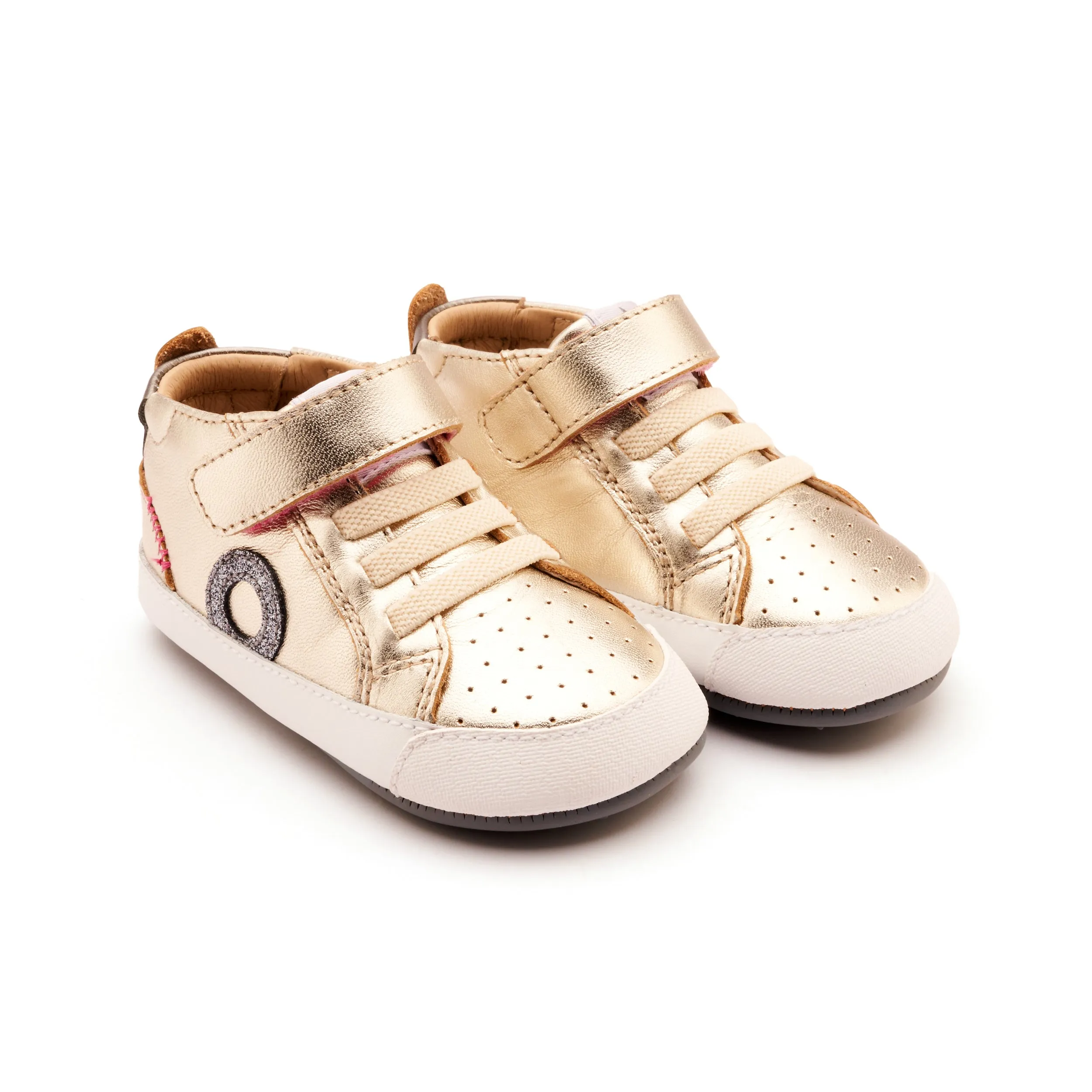 Old Soles Girl's Baby Zig Casual Shoes - Titanium / Rich Silver / Glam Gunmetal