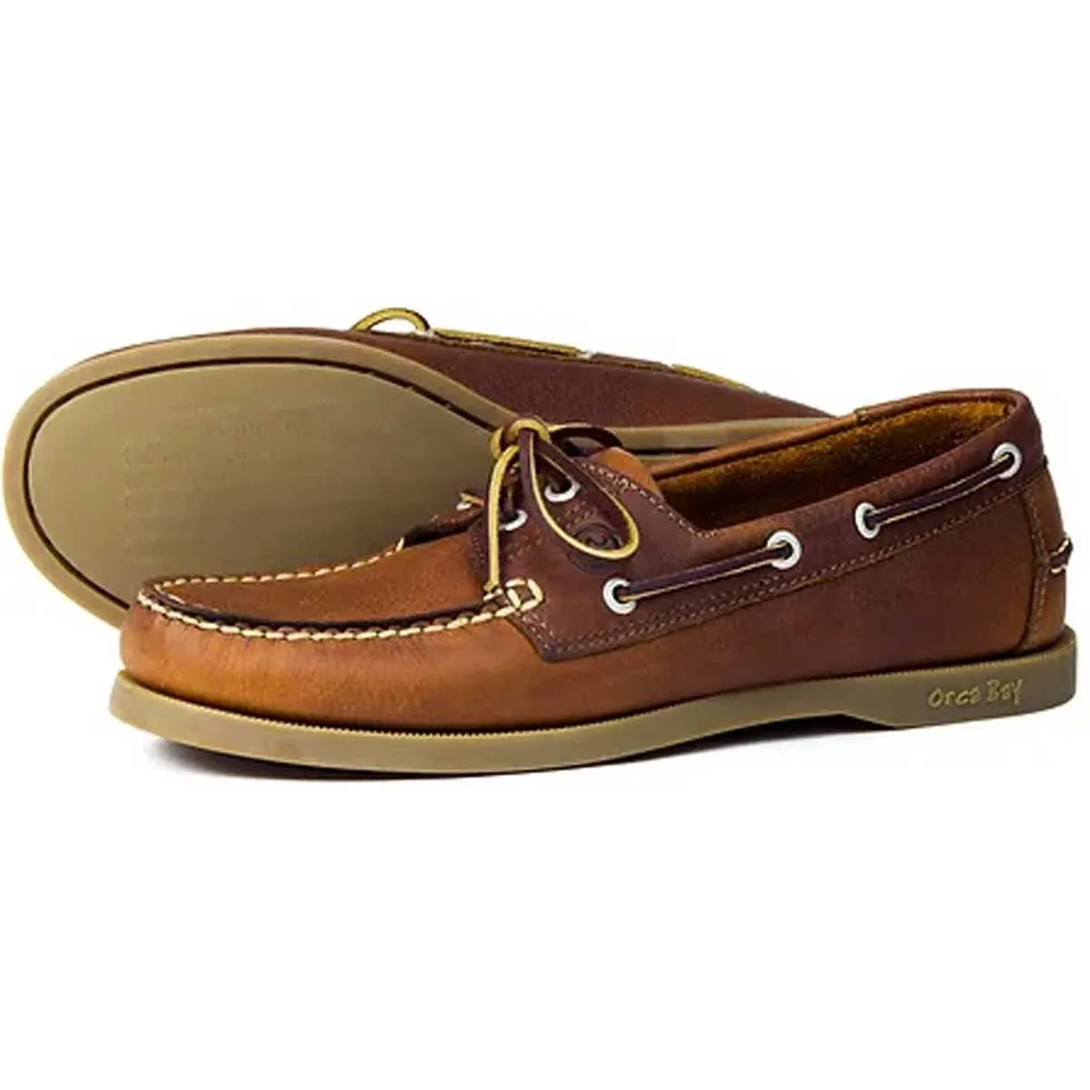 ORCA BAY Mens Creek Leather Deck Shoes - Havana