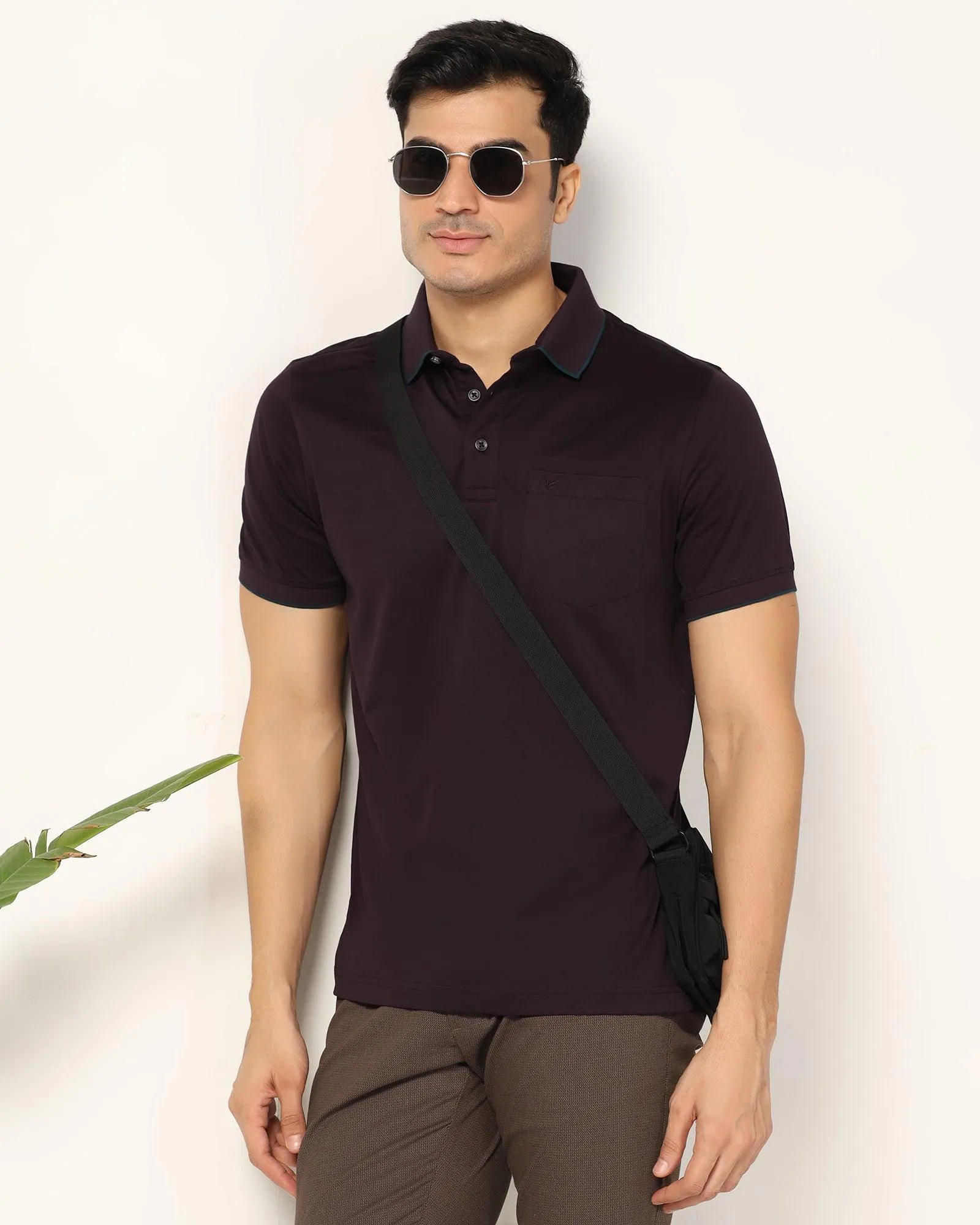 Polo Wine Solid T-Shirt - Ether