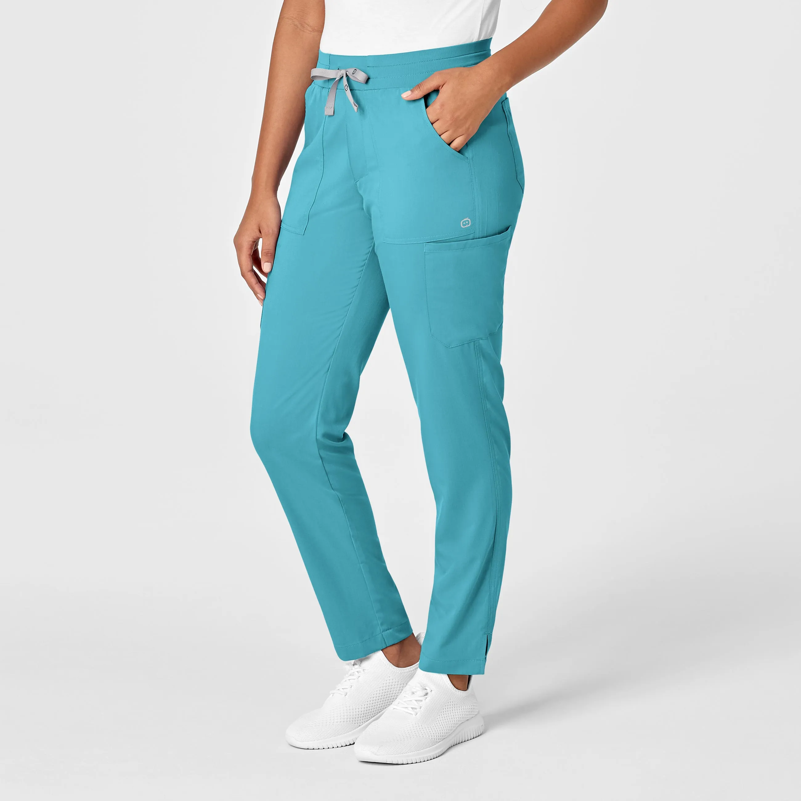 PRO Women's Slim Leg Cargo Scrub Pant - Teal Blue