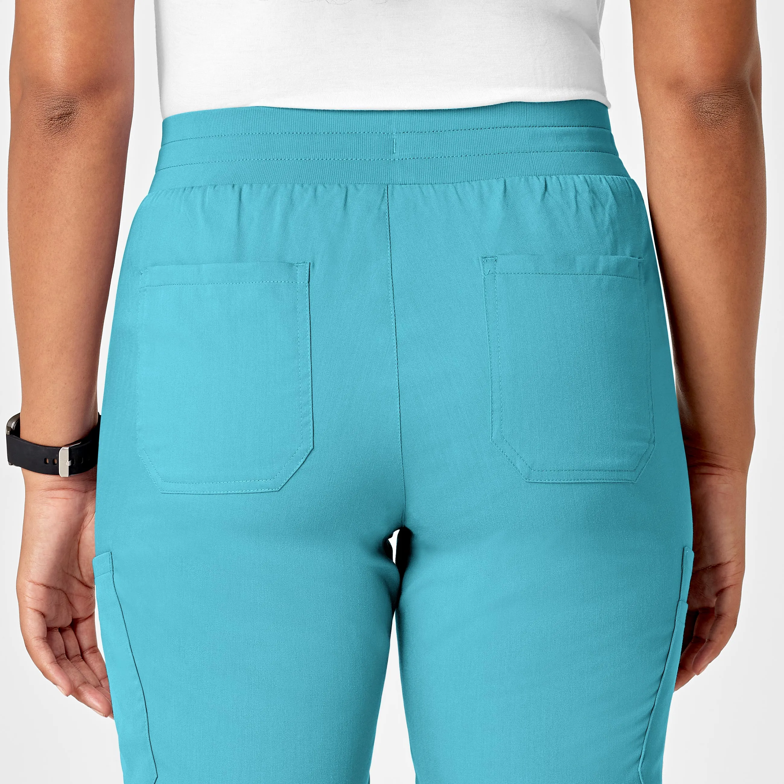 PRO Women's Slim Leg Cargo Scrub Pant - Teal Blue