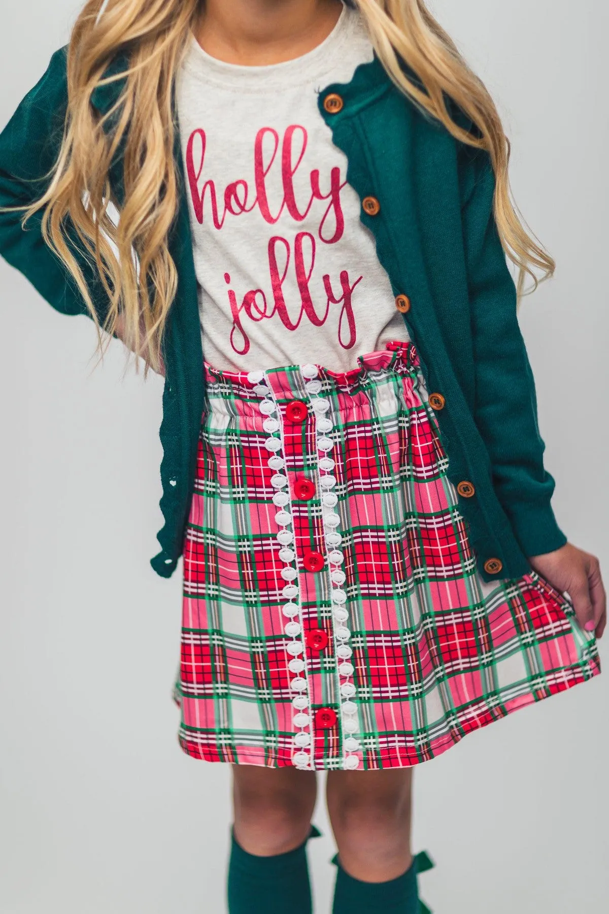 "Holly Jolly" Green Sweater Skirt Set