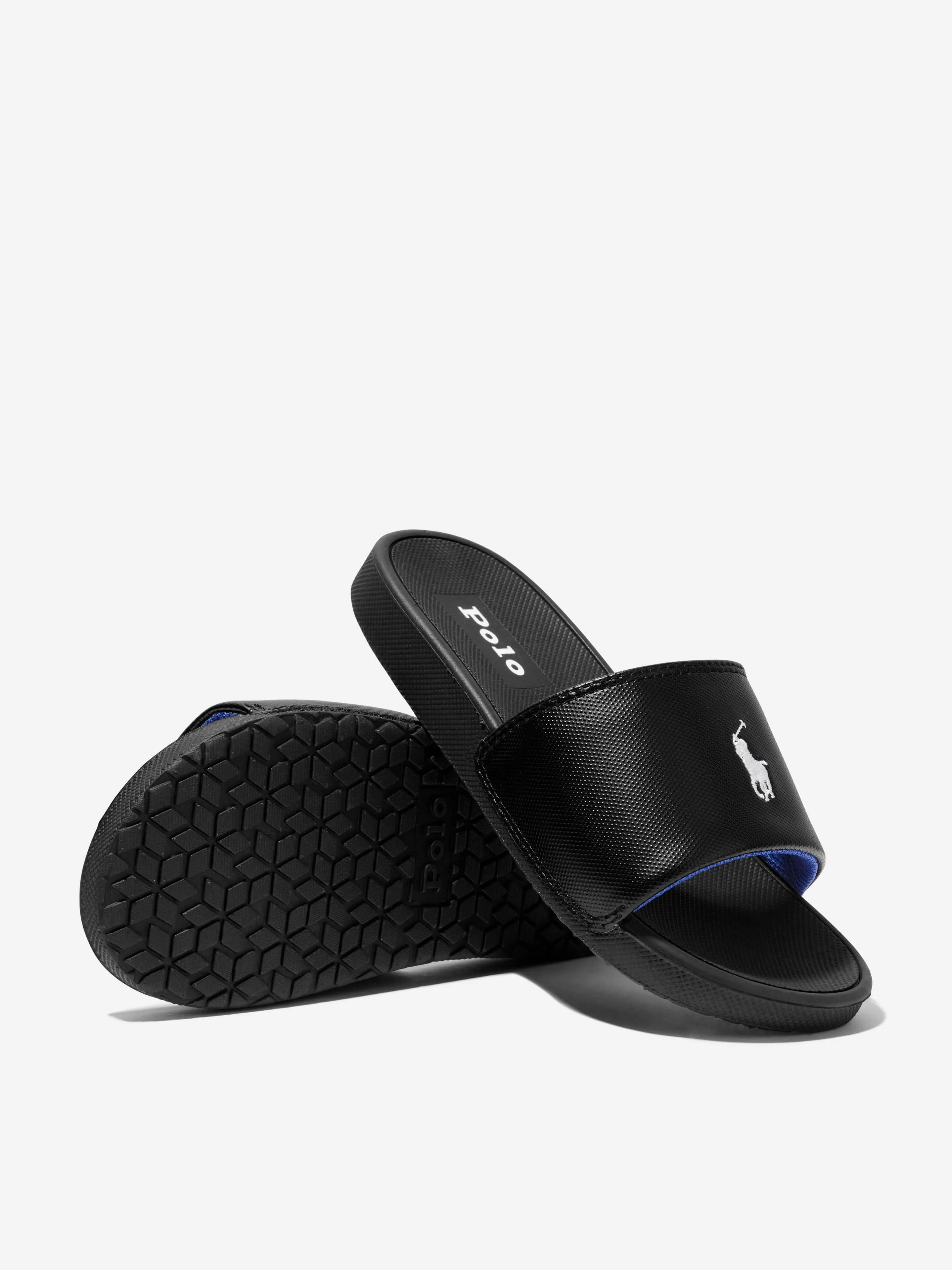 Ralph Lauren Boys Cayson II Sliders in Black