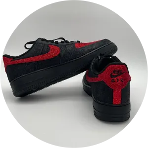 Red and Black Glittered Nike AF1's