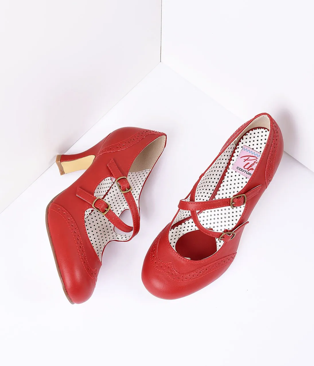 Red Faux Leather Detailed Heel