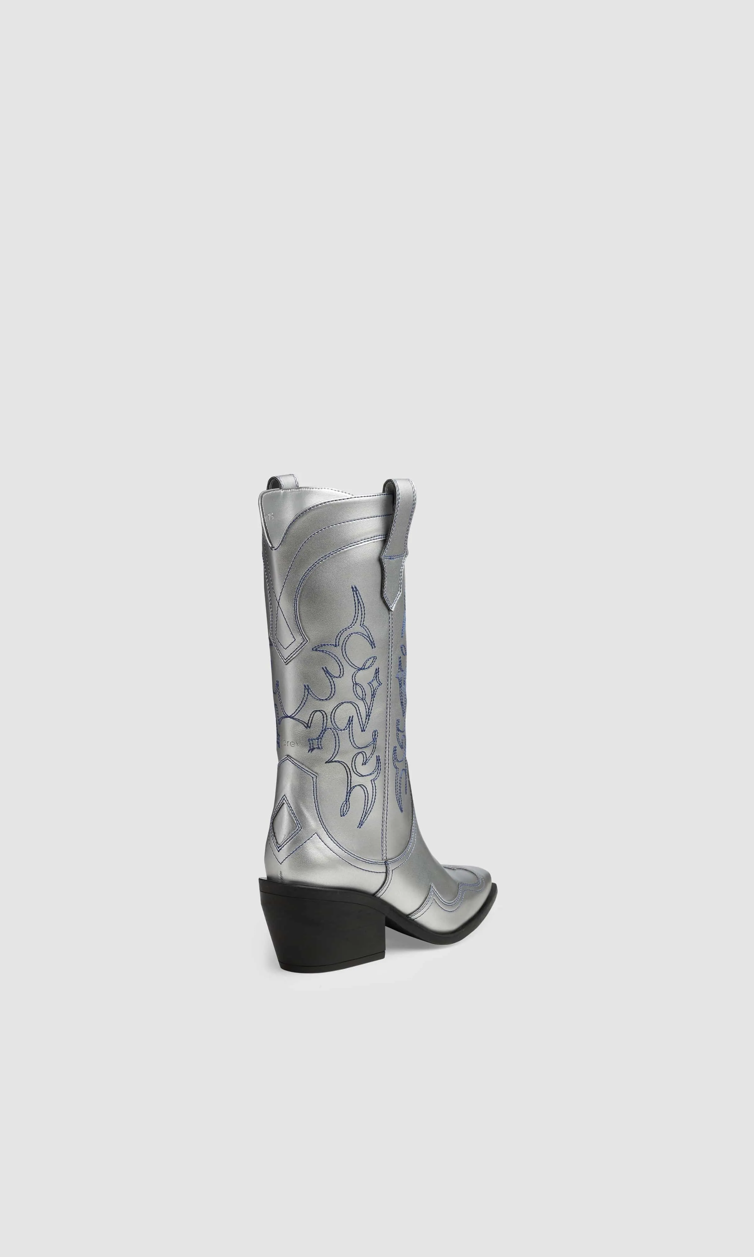 Regan II Vegan Apple Leather Cowboy Boots | Silver