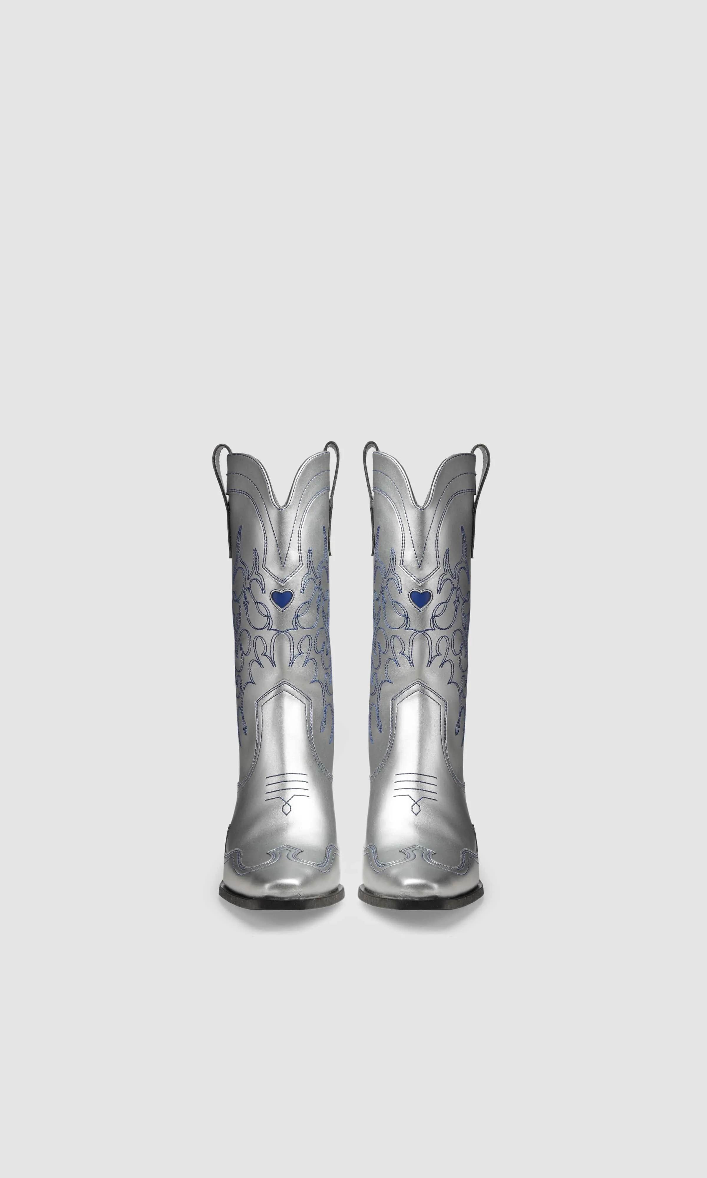 Regan II Vegan Apple Leather Cowboy Boots | Silver