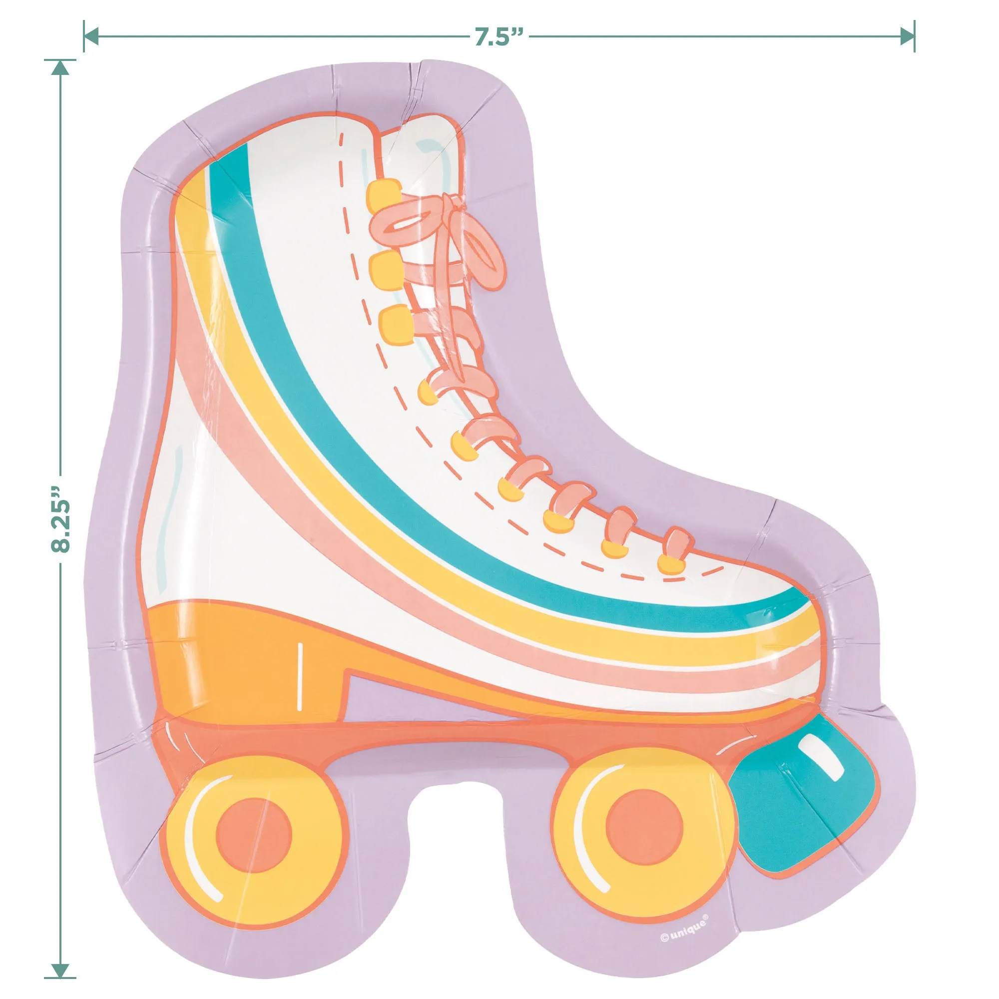 Retro Roller Skate-Shaped Plates & "Let The Good Times Roll" Rainbow-Shaped Napkins