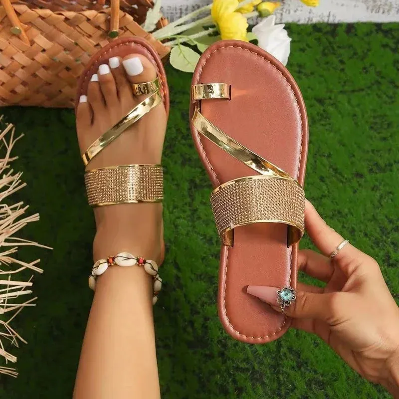 Rhinestone Flats Fashion Beach Home Shoes