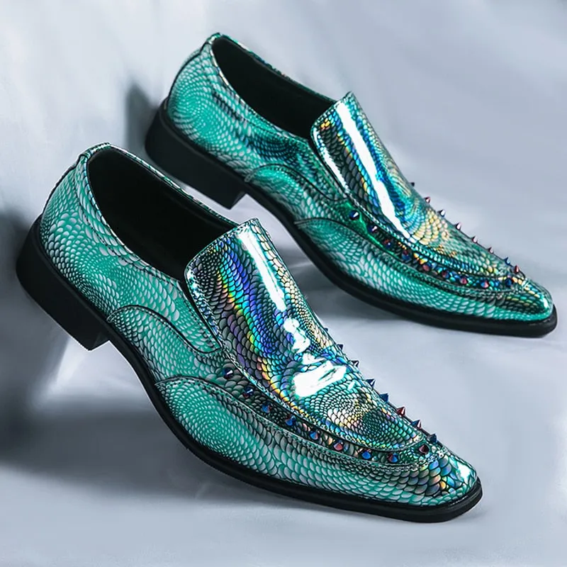 Rivet Decor Geometric Slip-On Loafers