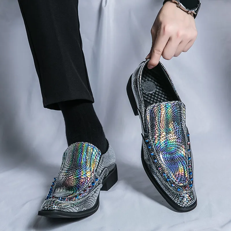 Rivet Decor Geometric Slip-On Loafers