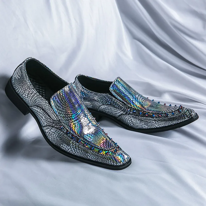 Rivet Decor Geometric Slip-On Loafers